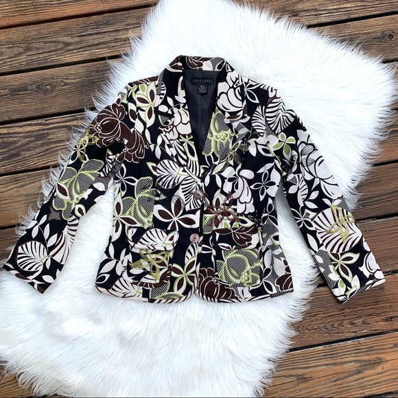 Silk Land Floral Embroidered Silk Blazer Womens M - Picture 6 of 9